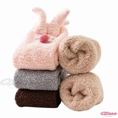 Qteee - Adorable Plush Ankle Socks with Bunny Ears Playful Soft Socks For Winter, Playful Soft Winter Socks, Cute Snug Socks For Winter, Cute Snug Winter Socks, Cute Soft Socks For Winter, Cute Soft Winter Socks, Funny Socks Women, Fleece Socks, Fluffy Bedding