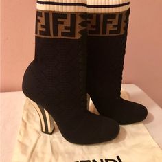 Authentic , Fendi Boots Size 36; New / No Tag. Fendi Boots, Fendi Shoes, Limited Time, Heeled Boots, Fendi, Socks, Women Shoes, Boots, Heels