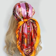 Lady Silk Scarf Satin Scarves As Summer Gift, Satin Scarves For Summer Gift, Summer Satin Scarves As Gift, Silk Headscarf As A Gift, Trendy Silk Scarves, Multicolor Elegant Silk Scarf For Summer, Elegant Multicolor Silk Scarf For Summer, Elegant Silk Headscarf For Summer, Elegant Silk Headscarf As Gift