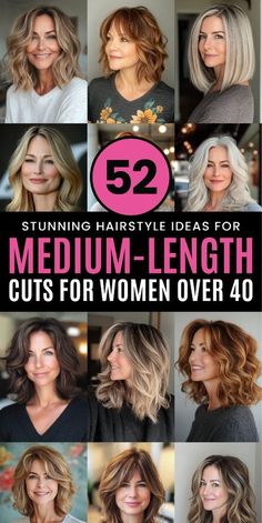 Medium Length Middle Part Hair, Hair Cuts Women Medium Length Layers, Medium Length Haircut For Thick Hair Layers, Shoulder Length Hair Over 40 Over 40, Medium To Long Haircuts For Women, Medium Woman Haircut, Women Over 40 Hairstyles Medium, Cute Mom Haircuts Medium Shoulder Length, Mid Length Womens Haircuts