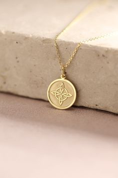 Gold Quaternary Pendant - Quaternary Gold Necklace ● Material of pendant: Solid Gold 14k ( REAL GOLD ) ● Metal Stamp: 14k ( REAL GOLD ) ● The pendant is available in 5 sizes: - 12,7 mm / 0.5 inches (Diameter) - 14,0 mm / 0,55 inches ( Diameter ) In the photos - 15,3 mm / 0.6 inches ( Diameter ) - 16,5 mm / 0,65 inches ( Diameter ) - 19,1 mm / 0,75 inches ( Diameter ) ( In the photos the size is 14mm / 0.55 inches Diameter ) ( Jump Ring inner diameter: 4 mm ) ● Material of chain: Solid gold 14k ( 14k Gold Medallion Necklace Amulet Style As A Gift, 14k Gold Engraved Medallion Necklace As Gift, 14k Gold Amulet Medallion Necklace As A Gift, Hallmarked Medallion Necklace As Gift, Hallmarked Medallion Necklace For Gift, Engraved 14k Gold Medallion Necklace Gift, Yellow Gold Jewelry With Charms For Birthday Gift, Hallmarked Medallion Necklace For Anniversary, Round Medallion Necklace For Anniversary