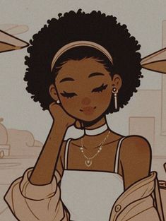 Black Drawn Characters, Digital Art Black Woman, Black Animated Girls, Poc Wlw Art, Black Oc Girl, Black Girls Cartoon, Cute Art Pfp, Black Mha Characters, Disney Princesses Coloring Pages