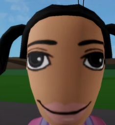 an animated girl with big eyes and ponytails on her head, looking at the camera