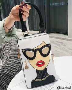 Olivia Mark – WoHumorous Face Top Handle Satchel Bag Funny Lady, Lady Face, White Shoulder Bags, Party Clutch, Girls Handbags, Chic Type, Evening Handbag, Cross Bag, Women Humor