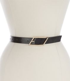 From Dillard's&#x2C; this belt features: Faux leatherCenterbar buckle closureGold finish hardwareSmall: approx. 38" LMedium" approx. 41" LLarge: approx. 44" LXL: approx. 47" LSpot cleanImported. Leather Belt With Removable Buckle For Semi-formal Occasions, Diamond Belt Black, Black Belt With Removable Buckle, Womens Belts, Black Belts With Gold-tone Hardware For Evening, Black Belt With Buckle Closure, Casual Belt, Dillard's, Belts