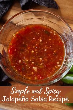 simple and spicy jalapeno salsa recipe in a glass bowl with tortilla chips on the side