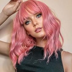 Loose Wave Bob, Pink Hair Dryer, Pink Bob Wig, Pastel Bob, Pink Wigs, Wigs Curly, Pink Hair Accessories, Blue Hair Accessories, Vintage Hair Accessories