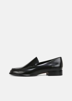 Buy Naomi Leather Loafer for USD 330.00 | Vince Black Leather Almond Toe Loafers, Sleek Black Almond Toe Loafers, Luxury Black Loafers With Leather Sole, Black Slip-on Calf Leather Loafers, Black Loafers With Leather Footbed, Medium Width, Baby Clothes Sale, Sweater Collection, Swim Accessories, Tee Dress