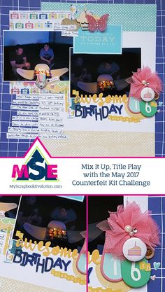 a collage of photos with the words mix it up, title play and congratulations kit challenge