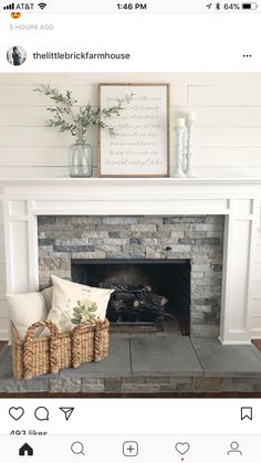 the fireplace is clean and ready to be used for decorating with white paint on it