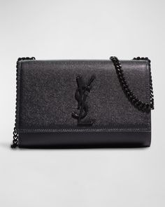 Saint Laurent Kate Small YSL Crossbody Bag in Grained Leather Ysl Crossbody, Ysl Crossbody Bag, Ysl Purse, Kate Bags, Leather Decor, Top Handle Handbags, Trending Handbag, Shoulder Bag Black, Saint Laurent Bag