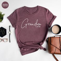 Custom Est. Grandma And Grandpa Shirt, Gift for Grandparents, New Grandma Shirt, New Grandpa Shirt, Pregnancy Announcement Grandparents Tee 📢Please Check All Photos For Details.   📢Choose Your T-Shirt Size From The Drop-Down Lists Next To The item Picture   📢Choose Of Your T-Shirt Color From The 2nd Picture 🧨Please contact the store for long-sleeved shirt and sweatshirt color options. 🧨Please check which product you are paying for in the size options section, because there are different opt Shirts For New Grandparents, Grandparents Shirts With Grandkids Names, Grandpa Shirt Ideas Grandchildren, Grandpa Shirts With Grandkids Names, Pregnancy Announcement Grandparents, Grandparents Shirt, Grandparent Pregnancy Announcement, Gift For Grandparents, Grandma Shirt