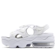 Nike Womens Air Max Koko Sandal White Beach & Pool Slides/Slippers Breathable Flat Sneakers For Summer, Summer Breathable Flat Sneakers, White Breathable Flat Sneakers, White Breathable Sandals For Spring, Breathable White Sport Sandals For Summer, Summer White Breathable Sport Sandals, White Flat Sports Sneakers, White Flat Sneakers For Sports, Nike White Sport Sandals For Streetwear