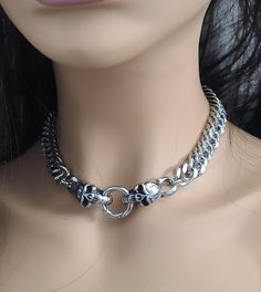 This is a Viking style chunky chain steel gothic grunge punk choker collar necklace, handcrafted with care using only the finest stainless steel materials. This piece features skull clasps that add a touch of gothic edge. PLEASE SEE SIZING INSTRUCTIONS BELOW The chunky style of this piece makes it a statement accessory, perfect for adding a bold touch to any outfit. Whether you're looking to treat yourself or surprise a loved one, this Norse goth necklace makes for an unforgettable gift. Its got Punk Choker, Goth Necklace, Grunge Jewelry, Gothic Grunge, Choker Collar Necklace, Goth Grunge, Grunge Punk, Viking Necklace, Viking Style