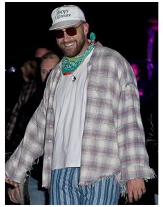 The Coachella Music And Arts Festival 2024 Travis Kelce Plaid Shirt Mens Coachella Outfits, Mens Coachella, Coachella 2024, Coachella Outfits, Music And Arts, Festival 2024, Coachella Music, Varsity Letterman Jackets, Arts Festival