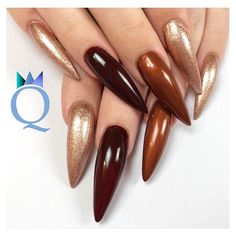 Stilleto Nails Designs, Bright Nail Art, Copper Nails, Pretty Toe Nails, Acrylic Nail Set