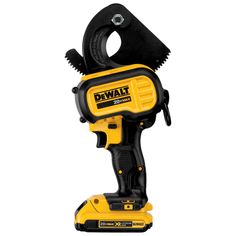 the dewl cordless drill is attached to a clamp