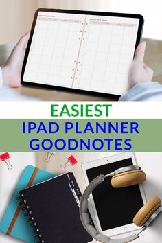 a person holding an ipad with the text, easy ipad planner goodnots on it