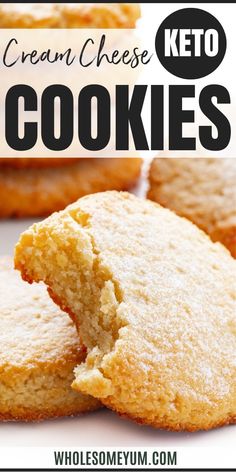 Low Carb Keto Cream Cheese Cookies Recipe Keto Cream Cheese Cookies, Cheese Cookies Recipe, Dolce Poche Calorie, Galletas Keto, Cream Cheese Cookie Recipe, Keto Cream Cheese, Low Carb Cookies Recipes, Quick Cookies Recipes, Dessert Cookies