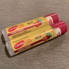 Questions? Leave A Comment Below! Carmex Lip Balm, Color Lip Balm, Lip Balms, Lip Balm Gloss, Leave A Comment, Lip Makeup, Red Yellow, Womens Makeup, Lip Balm