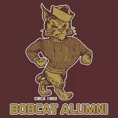 an image of a cat wearing a hat and sweater with the words bobcat alumini on it