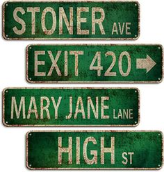 Street Signs Room Decor, Jane Lane, Trippy Room, Trippy Room Decor, Country Signs, Garden Size, Street Names, Puff And Pass