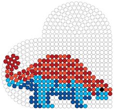 an elephant made out of circles on a white background with red, blue and black dots