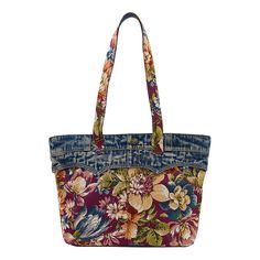 Patricia Nash Ambrose Floral Tapestry and Denim Tote A beautiful fusion of tapestry with denim, the Ambrose is the tote that does the most. Easy and casual, yet elegant, this bag has plenty of room for your wallet, book, electronics and more. The woven tapestry design is a gorgeous rendering of florals, while the denim trim provides an edginess to the overall femininity of this take-anywhere bag. Ireland Fashion, Holiday Storage, Denim Ideas, Woven Tapestry, Bags And Totes, Denim Tote, Floral Tapestry, Bag Icon, Tapestry Weaving