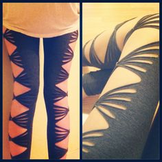 two pictures of legs with black and white designs on them, one showing the bottom part of a woman's leg