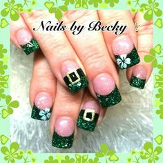 St patricks day Irish Nails, Saint Patrick Nail, Nails March, Holiday Acrylic Nails, March Nails, St Patricks Day Nails, Valentine Nails