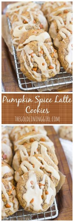 pumpkin spice latte cookies on a cooling rack