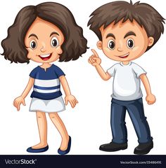 a boy and a girl on a white background