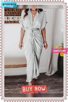 Chic Chic Tie Maxi Dress Chic Midi Dress For Date, Elegant Summer Dresses For Dates, Elegant Summer Date Dress, Chic Tie-back Maxi Dress For The Beach, Chic Maxi Length Beach Cover-up, Chic Relaxed Fit Maxi Dress For Beach Cover-up, Chic Beach Maxi Dress With Button-up, Chic Beach Maxi Dress With Built-in Bra, Tie Maxi Dress