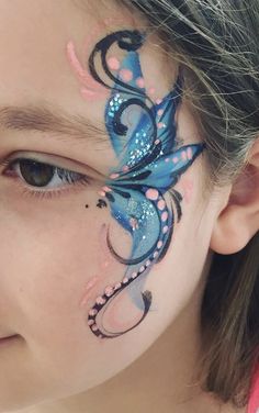 Dragonfly Face Paint, Fairy Face Paint Easy, Face Paint Adults, Adult Face Paint, Face Painting Designs Creative, Face Painting Butterfly, Face Paint Butterfly