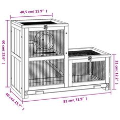 an animal cage is shown with measurements