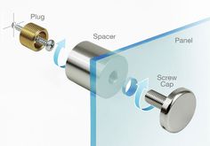 an image of a screw and plug attached to a wall mounted speaker with the words spacer below it