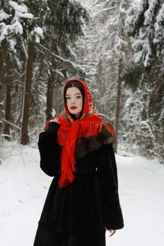 Winter Russian Outfits, Slavic Winter Outfit, Vintage Russian Aesthetic, Russian Princess Aesthetic, Winter Vintage Aesthetic, Slavic Aesthetic, Slavic Doll, Russian Folklore, Bandana Outfit