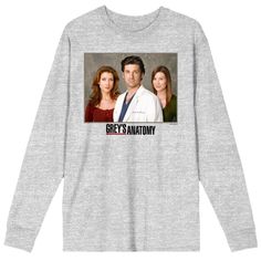 grey's anatomy long - sleeved t - shirt with an image of two people