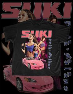 Y2k Tops With Sublimation Print For Fan Merchandise, Y2k Graphic Print Tops For Fan Merchandise, Urban Style Pink Top With Graphic Print, Urban Pink Graphic Print Top, Urban Pink Top With Graphic Print, Pop Culture Sublimation Print Top For Streetwear, Pink Front Print T-shirt For Streetwear, Pink T-shirt With Sublimation Print For Streetwear, Pink Sublimation Print T-shirt For Streetwear