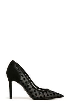 An embellished mesh upper brings modern elegance to a soirée-ready pump framed by a pointy toe and tapered heel. 3 3/4" heel Synthetic and textile upper and lining/rubber sole Imported Black Pumps With 4-inch Heel For Evening, Black Evening Pump With 4-inch Heel, Mesh Fitted Heels For Night Out, Evening Pumps With Reinforced High Heel, Evening High Heel Pumps With Reinforced Heel, High Heel Pumps With Reinforced Heel For Parties, Party Pumps With Reinforced Heel And Pointed Toe, Mesh High Heel Party Shoes, 4-inch High Heel Pumps For Evening