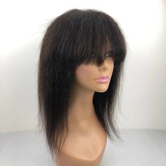 Kinky Straight Human Hair Wig with Bangs Virgin Indian Remy Bob Wig with Fringe | eBay Wig With Fringe, Straight Human Hair Wig, Straight Bob Wig, Bob Wig With Bangs, Remy Human Hair Wigs, Brazilian Remy Hair, Hair Ponytail Styles, Wig With Bangs, Ponytail Styles