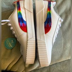 Women’s Size 9 Puma Tie Dye Sneakers With Soft Foam. Never Worn Before. Nwot Casual White Sneakers With Puma Logo, Tie Dye Sneakers, Shoes Puma, Puma White, Puma Shoes, Pumas Shoes, White Sneakers, Womens Shoes Sneakers, Pink White