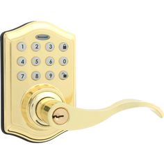 an electronic door lock on a white background