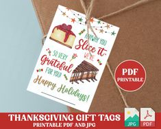 thanksgiving gift tags with free printables on the front and side for purchase in store