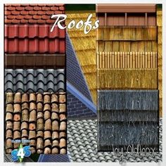 the roofing materials are different colors and sizes