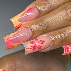 209 NAILS🤍 on Instagram: "HIBISCUS PASSION 🌺🧡   STOP LOOKING AND START BOOKING WITH LENALUXBEAUTY ✨  STOCKTON, CA📍 MAY & JUNE AVAILABILITY UP NOW❗️  SPRING/SUMMER SALES ALL MONTH LONG: -$80 FRENCHIES-🤍 -SUMMER FREESTYLE SALE-🌸  Prices and polices are posted on the highlight section of my profile!  BOOK WITH ME THROUGH DM❗️  #nailinspo #nailsnailsnails #nails #naillove #nailjunkie #nailart #nailartist #nailaddict #nailartist #acrylicnails #nailinspiration #instagramnails #naildesign #stocktonnails #209nails #nails209 #209nailtech #stocktonnailtech #209 #209times #hibiscusnails #hibiscus #orangenails #pinknails #summernails #flowernails #airbrushnails #3dnails #orangeandpinknails #hibiscusflowernails" Neon Hibiscus Nails, Glitter Hibiscus Nails, Gold Hibiscus Nails, Luau Nail Ideas, Nails Acrylics Summer, Hibiscus Nail Design, Summer Nails Pink And Orange, Long Summer Nails, Cool Summer Nails