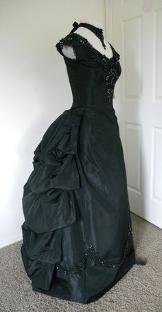 Black Bustled Victorian Dress