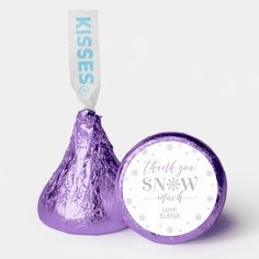 a purple foiled herss candy with a white ribbon on the top that says congratulations to kathy class of 2012