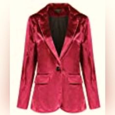 New Without Tags Dark Pink Velvet Blazer In Medium. Notched Lapel. One Button Closure. Classic Button-up Party Blazer, Classic Button-up Blazer For Party, Pink Velvet Blazer, Dark Pink Velvet, Velvet Blazer, Pink Velvet, Dark Pink, Blazer Suit, Suit Jacket