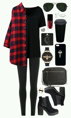 Edgy Fall Outfits, Leggings Boots, Giving Keys, Mode Inspiration, Fall Winter Outfits, Edgy Fashion, Red Plaid